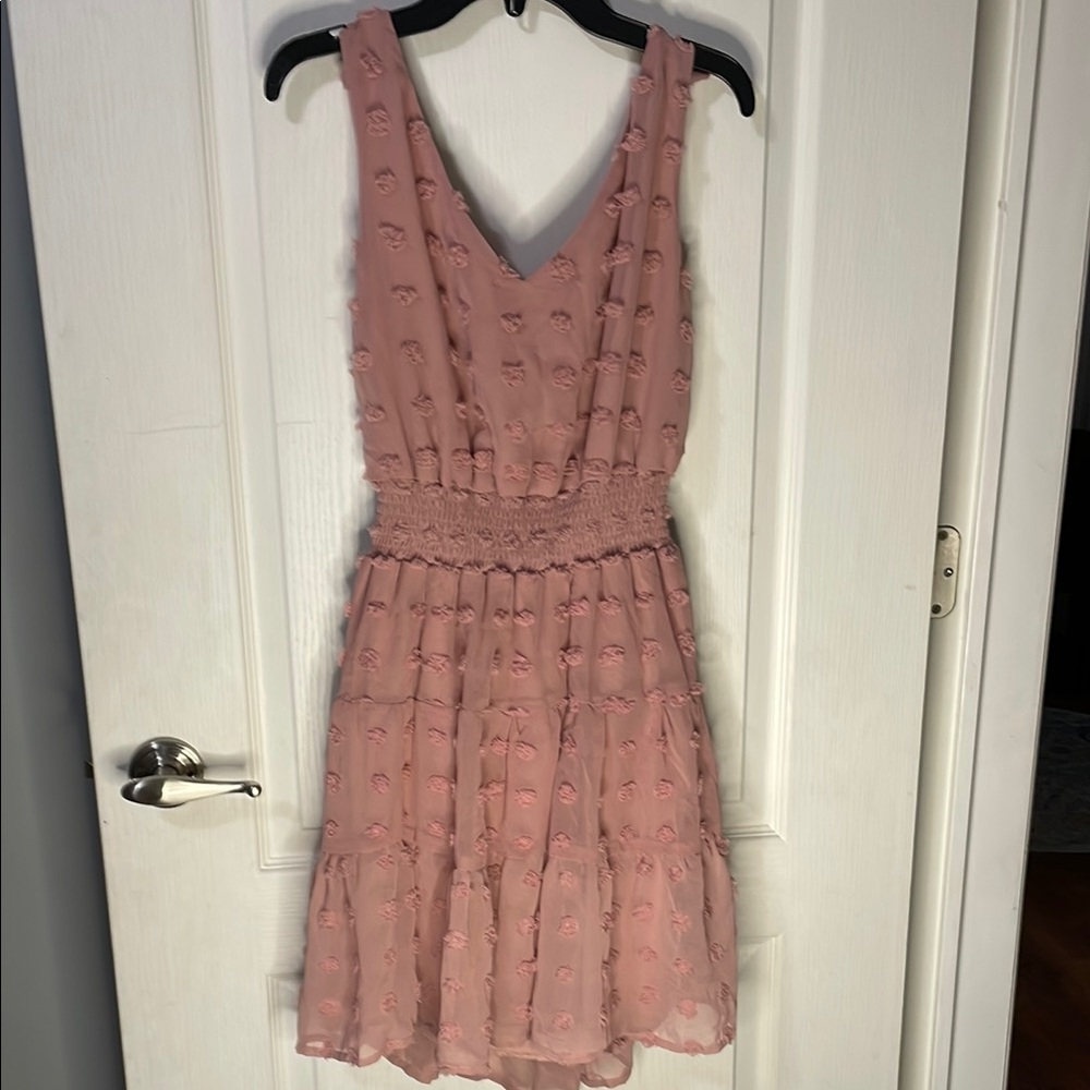Emerald Sundae Pink Ruffled Tiered Mini Dress